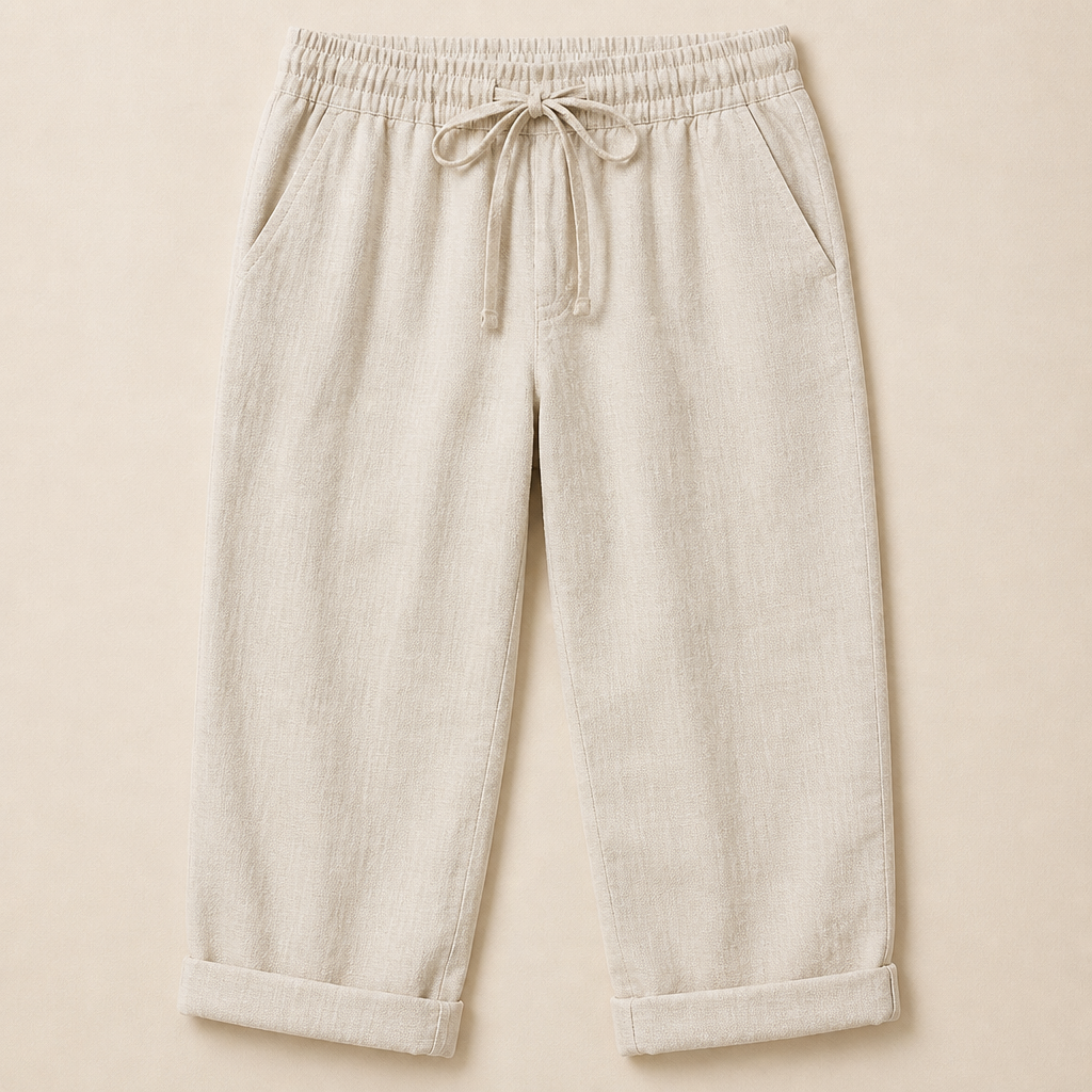 SenseLuxe – Breathable Cotton-Linen Capri Pants with Rolled Cuffs - Souliia