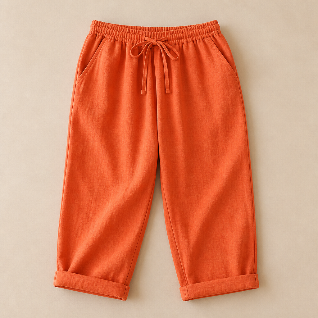 SenseLuxe – Breathable Cotton-Linen Capri Pants with Rolled Cuffs - Souliia