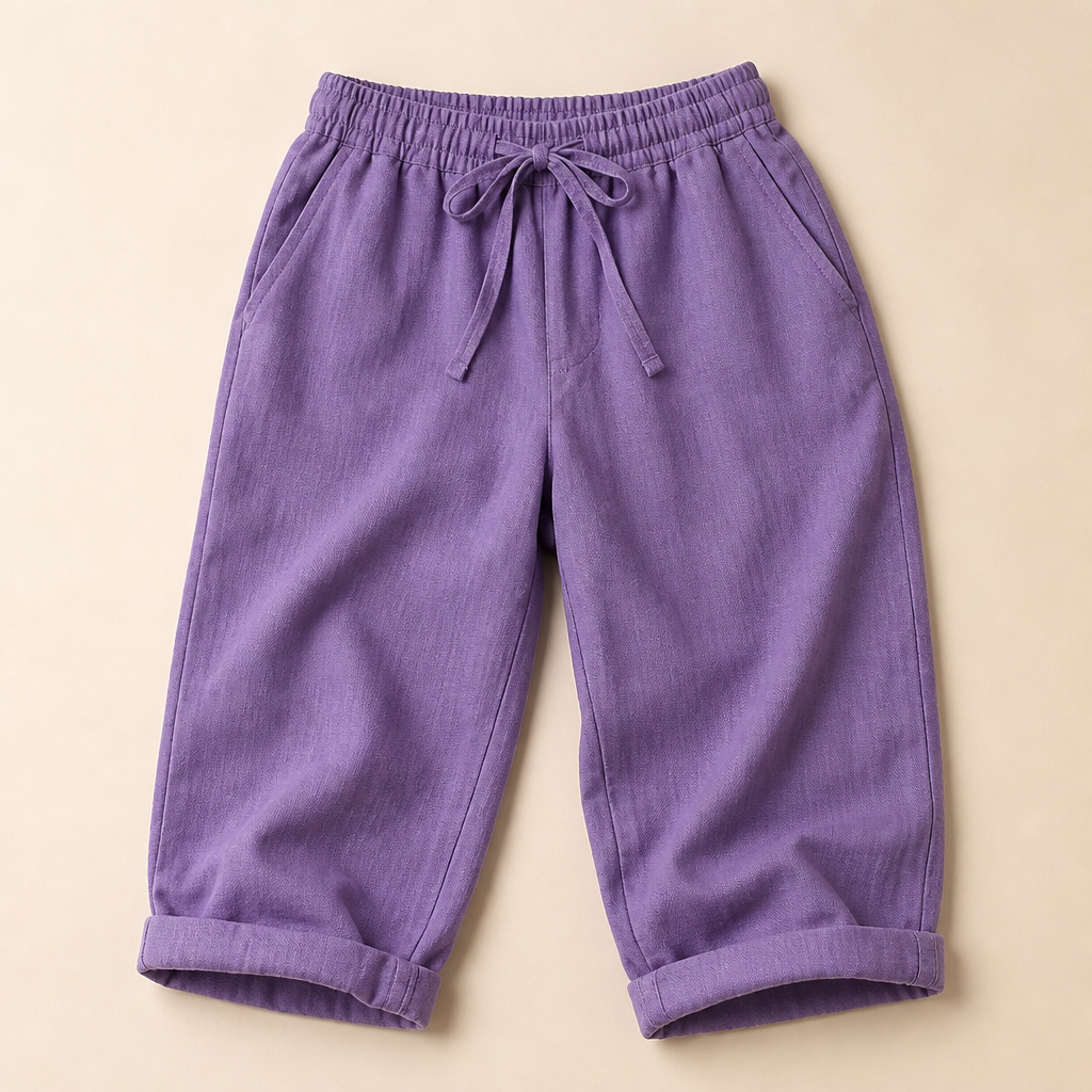 SenseLuxe – Breathable Cotton-Linen Capri Pants with Rolled Cuffs - Souliia