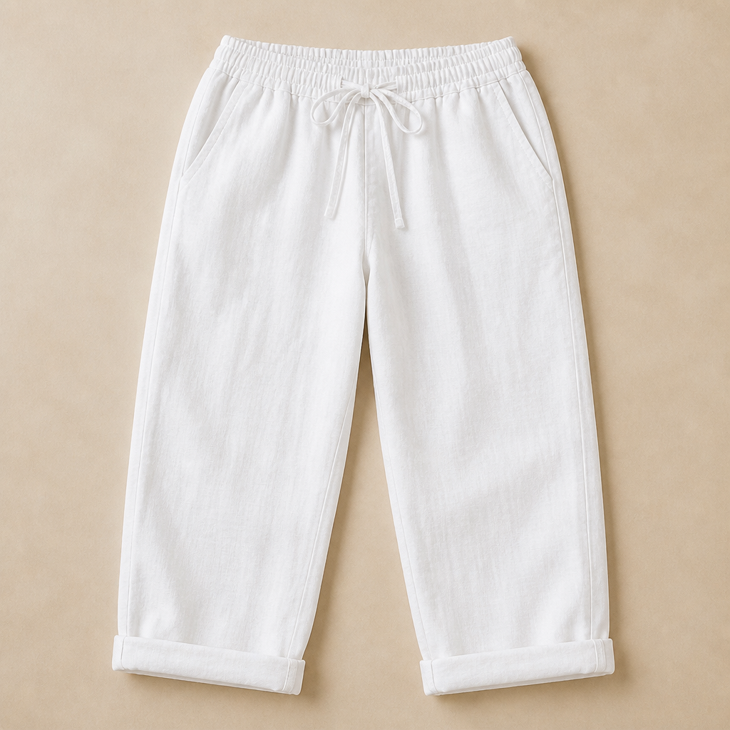 SenseLuxe – Breathable Cotton-Linen Capri Pants with Rolled Cuffs - Souliia