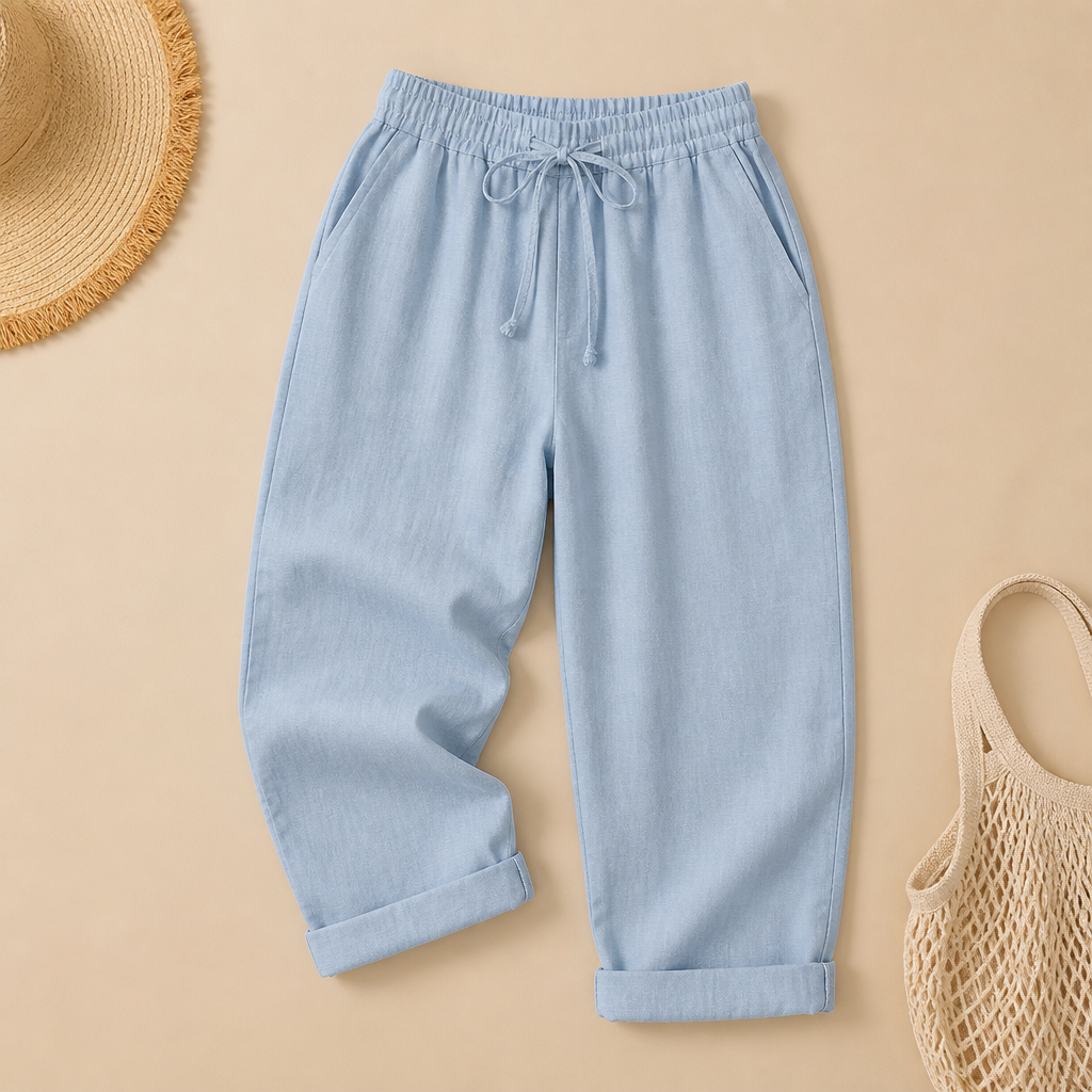 SenseLuxe – Breathable Cotton-Linen Capri Pants with Rolled Cuffs - Souliia