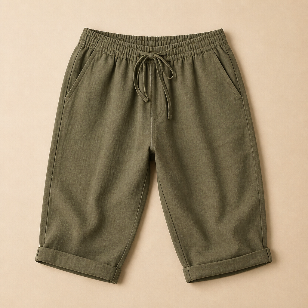 SenseLuxe – Breathable Cotton-Linen Capri Pants with Rolled Cuffs - Souliia