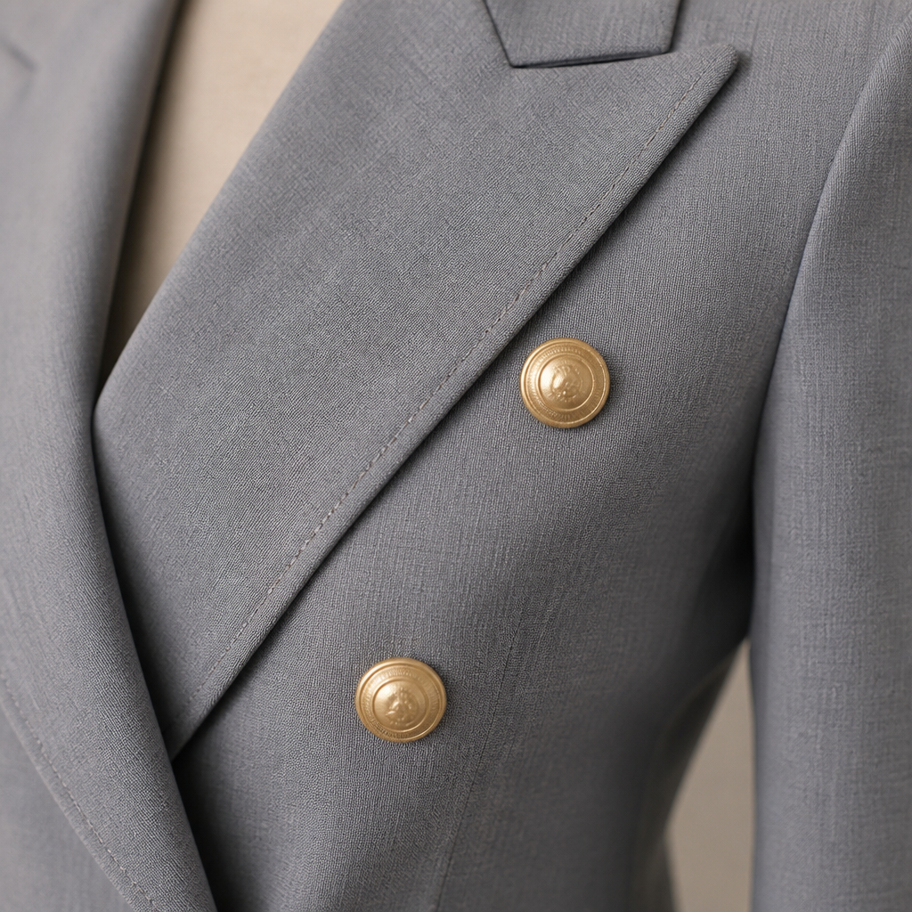 VeroLuxe – Tailored Double-Breasted Blazer Set with Gold Buttons - Souliia