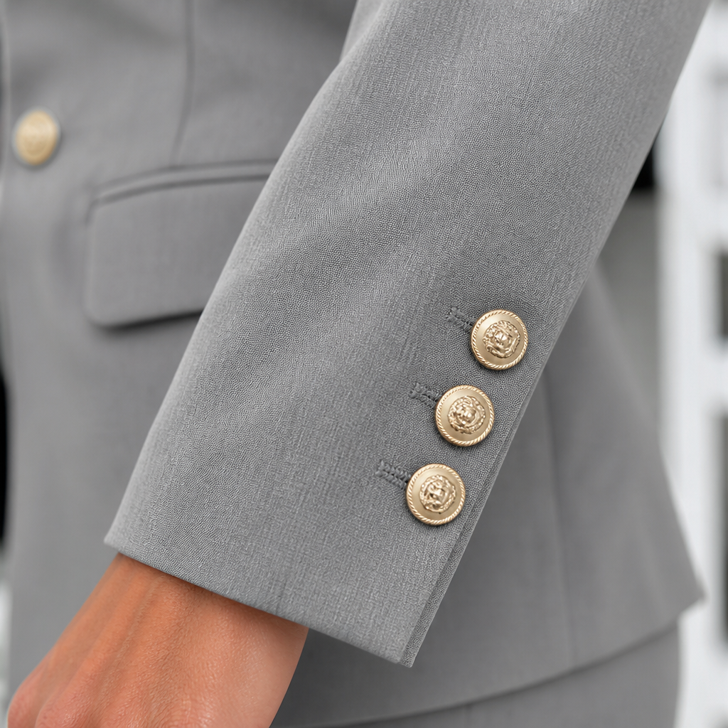 VeroLuxe – Tailored Double-Breasted Blazer Set with Gold Buttons - Souliia