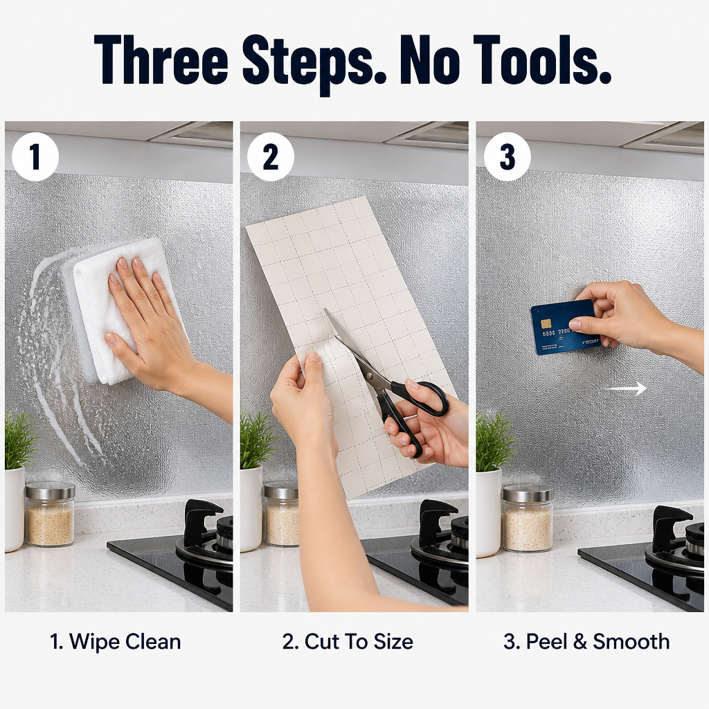 ShieldGuard — Cover Greasy Kitchen Walls With A Wipe-Clean Aluminum Skin - Souliia