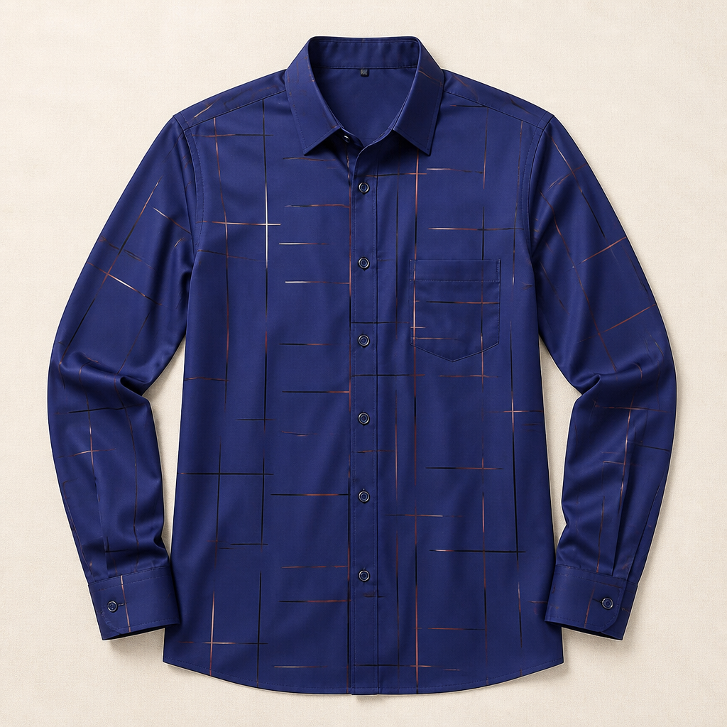 Ultra-LightPower – Wrinkle-Free Line-Print Dress Shirt with Breathable Stretch - Souliia
