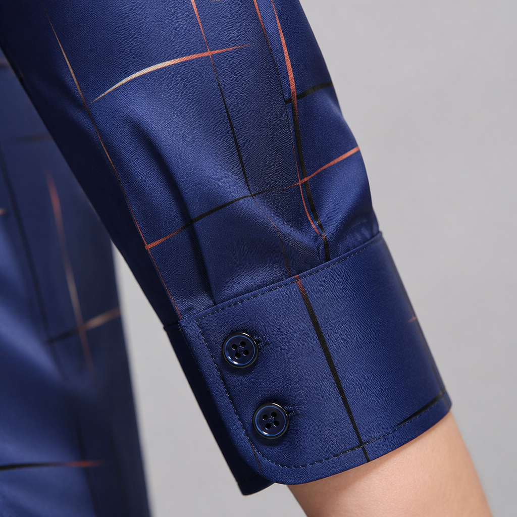 Ultra-LightPower – Wrinkle-Free Line-Print Dress Shirt with Breathable Stretch - Souliia