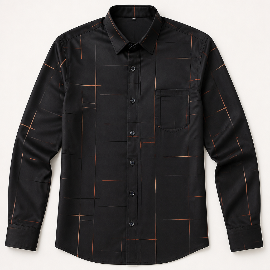 Ultra-LightPower – Wrinkle-Free Line-Print Dress Shirt with Breathable Stretch - Souliia