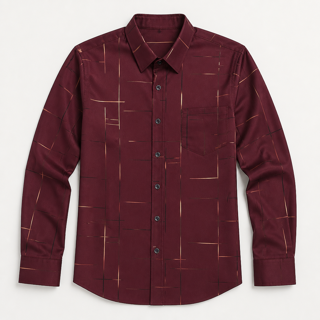 Ultra-LightPower – Wrinkle-Free Line-Print Dress Shirt with Breathable Stretch - Souliia
