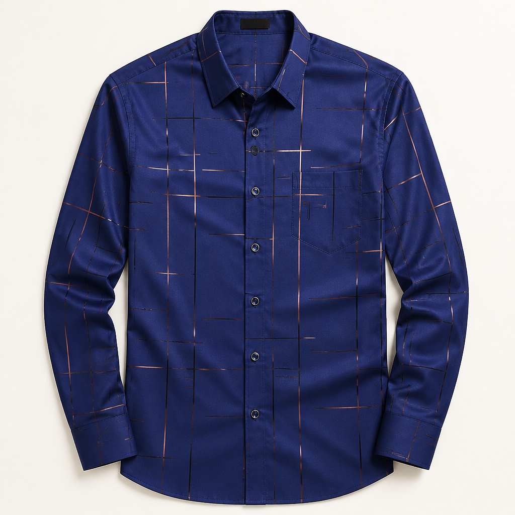 Ultra-LightPower – Wrinkle-Free Line-Print Dress Shirt with Breathable Stretch - Souliia