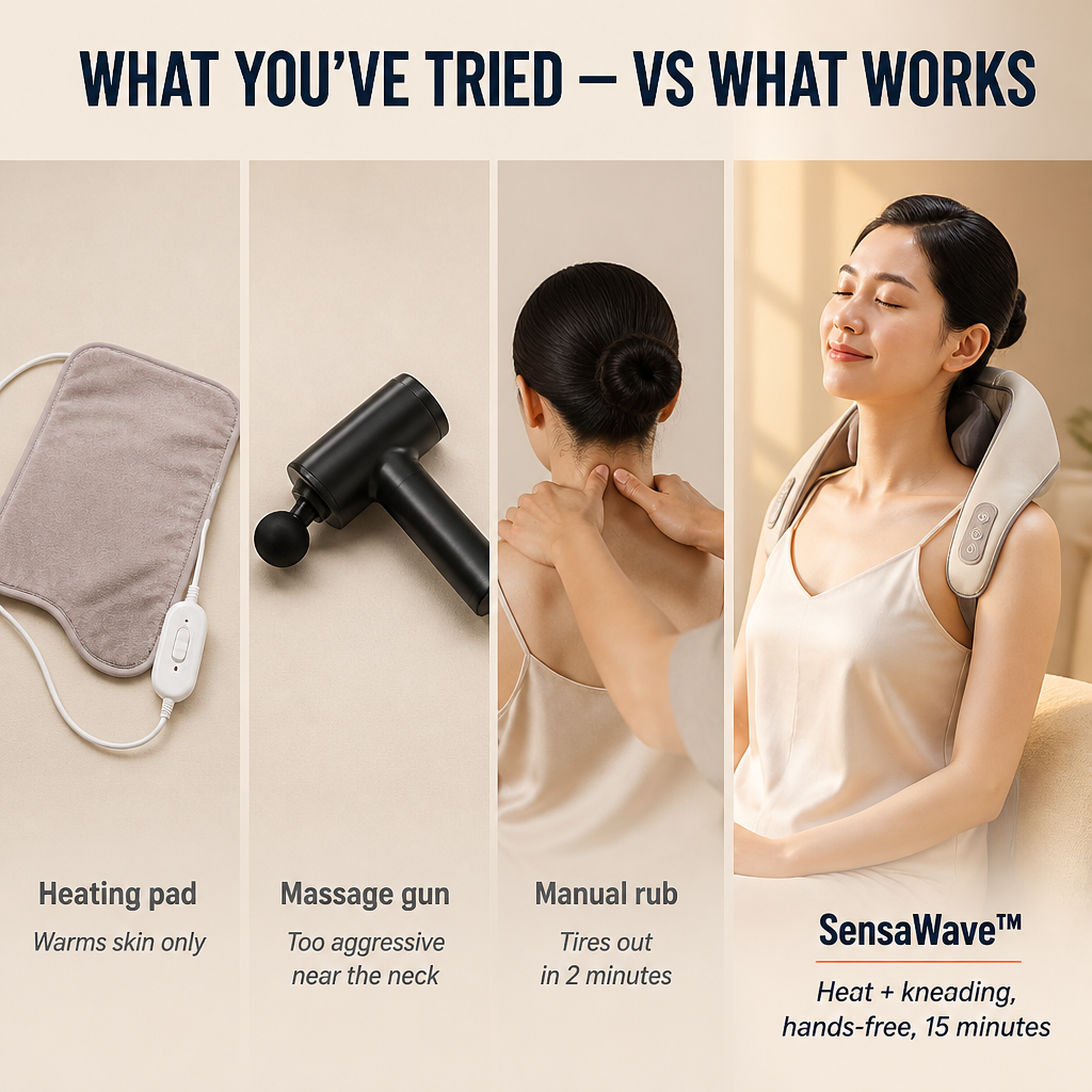 SensaWave — Knead Away Neck and Shoulder Knots With Heated Shiatsu Hands - Souliia