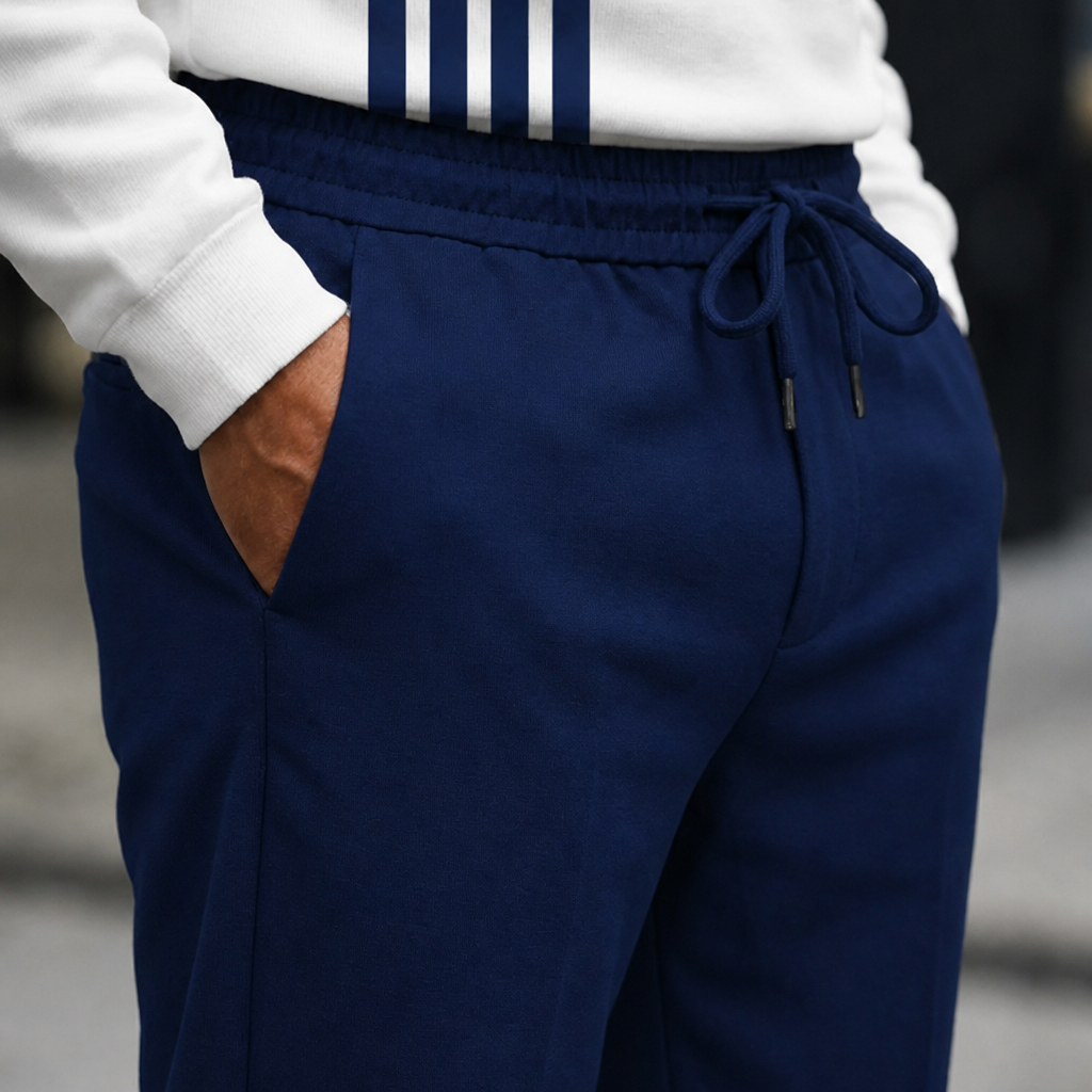 VibeFlex – Modern Striped Mock-Neck Quarter-Zip Two-Piece Set - Souliia