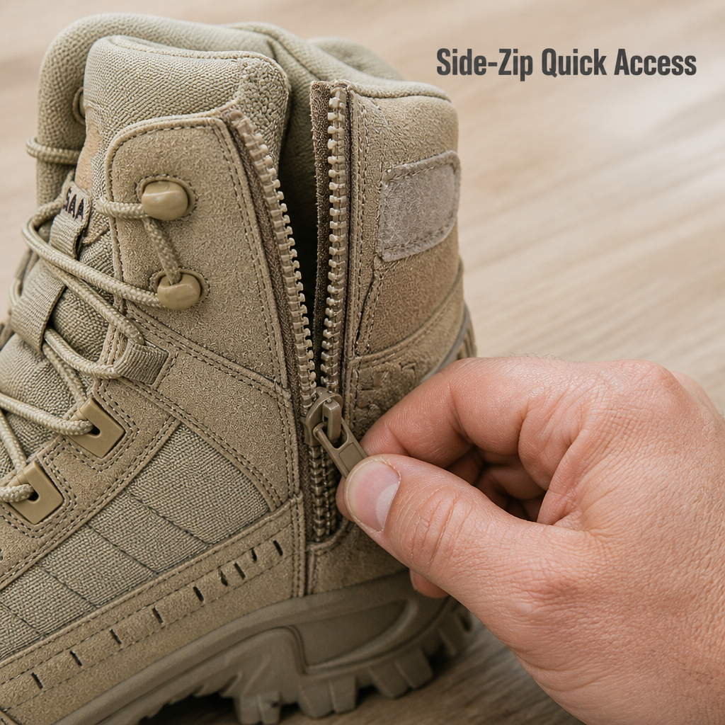 VortexTrail – Tactical Side-Zip Boots with Anti-Slip Rugged Sole - Souliia