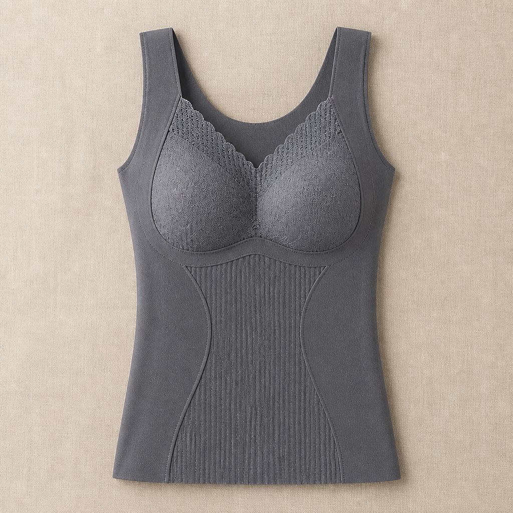 VeloFlex – Thermal Seamless Shaping Camisole with Built-In Lace Bra - Souliia
