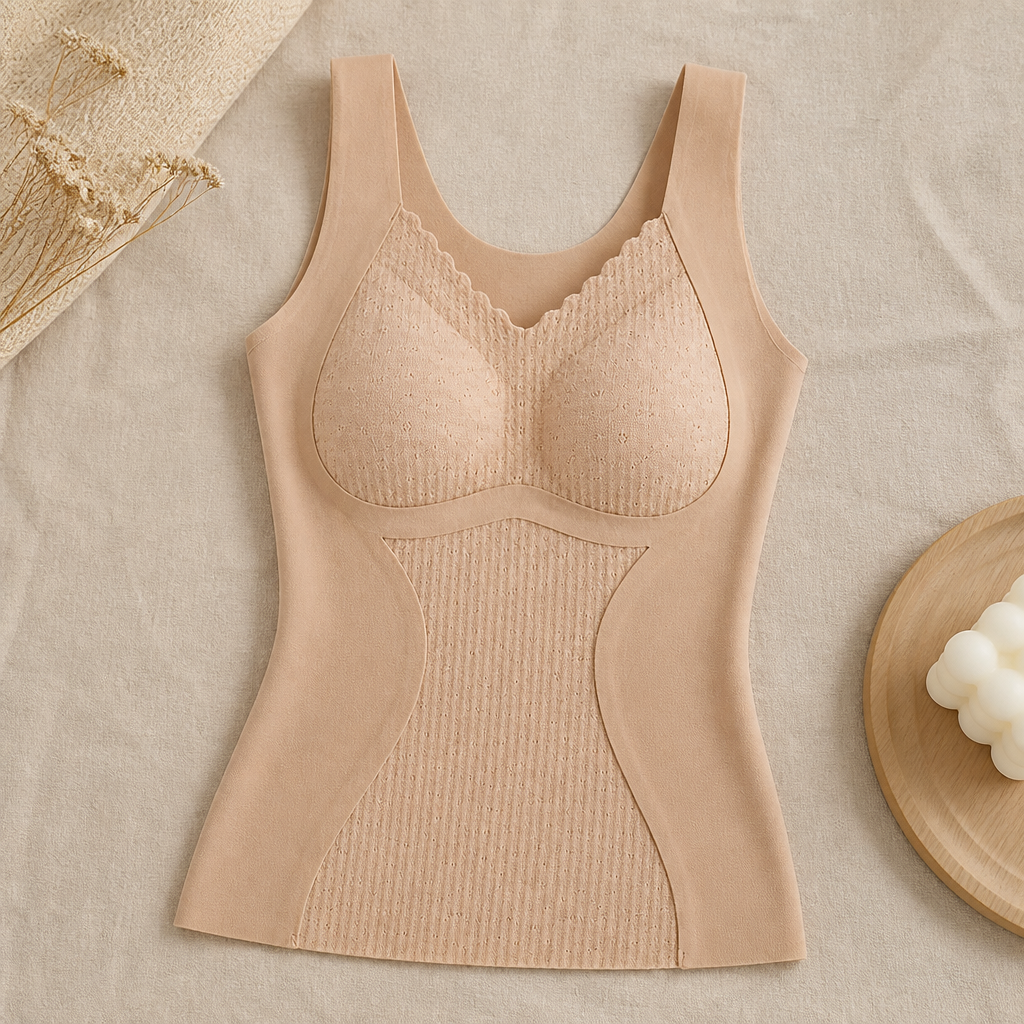 VeloFlex – Thermal Seamless Shaping Camisole with Built-In Lace Bra - Souliia