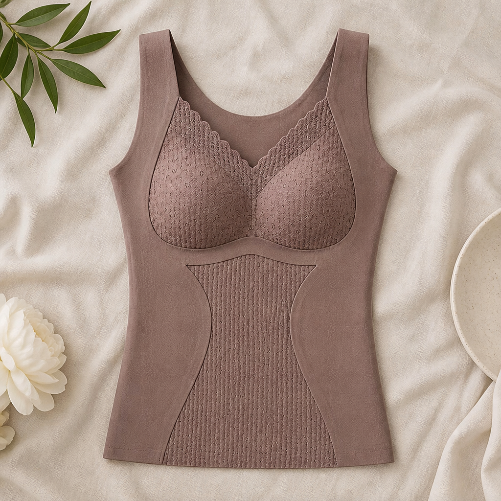 VeloFlex – Thermal Seamless Shaping Camisole with Built-In Lace Bra - Souliia