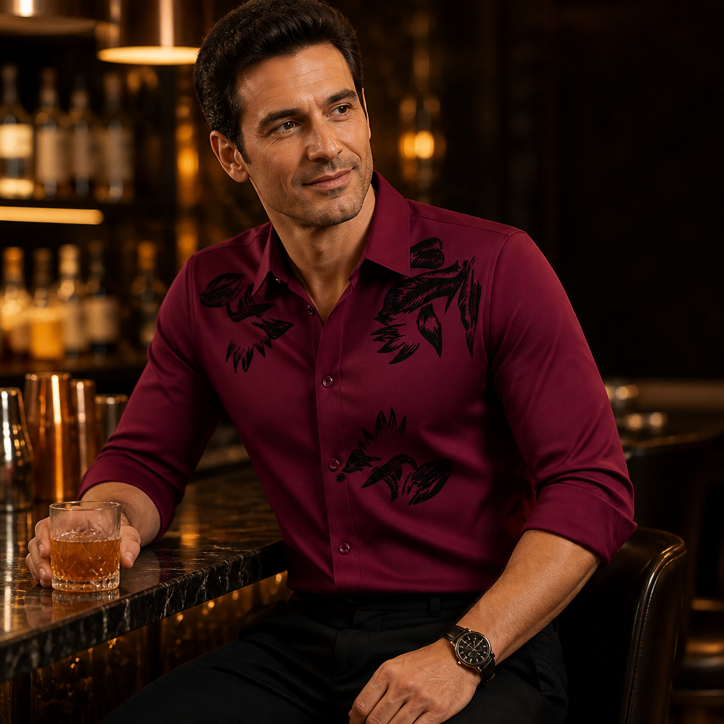 VulcanTherm – Slim-Fit Fleece-Lined Shirt with Brushstroke Print - Souliia