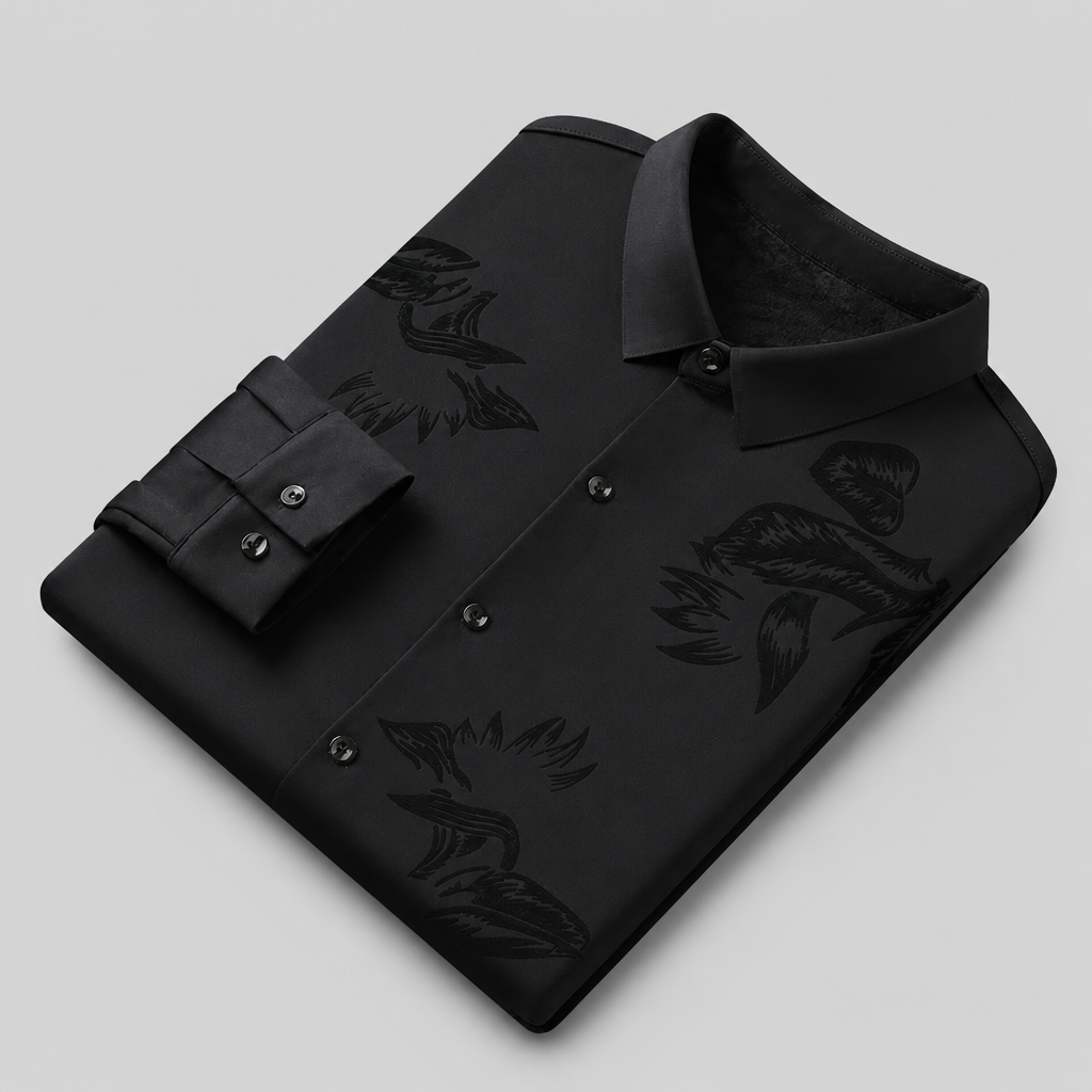 VulcanTherm – Slim-Fit Fleece-Lined Shirt with Brushstroke Print - Souliia