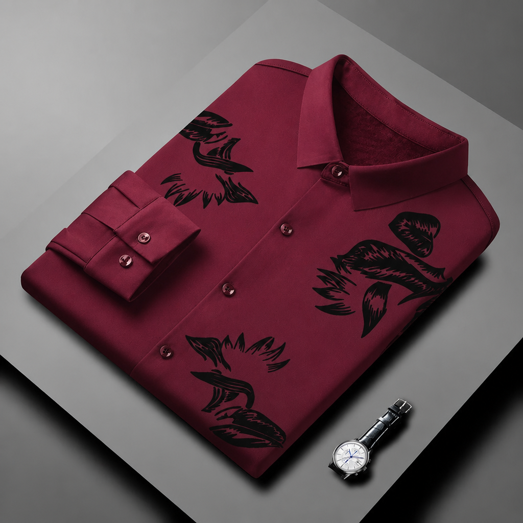 VulcanTherm – Slim-Fit Fleece-Lined Shirt with Brushstroke Print - Souliia