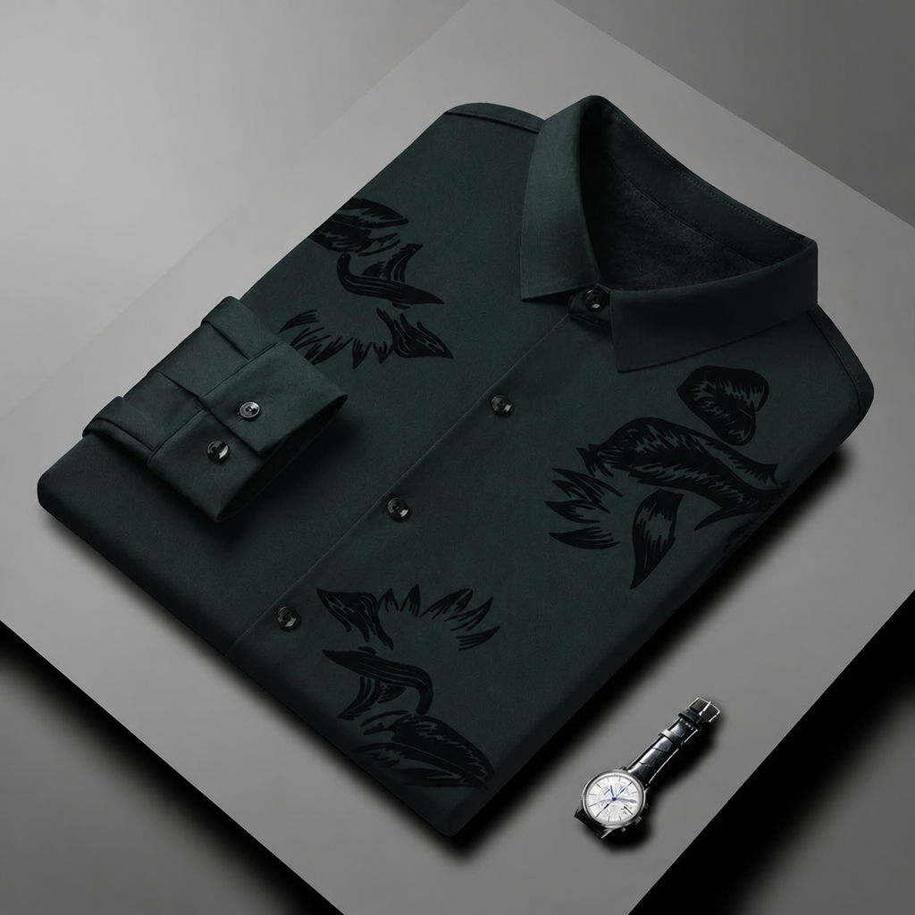 VulcanTherm – Slim-Fit Fleece-Lined Shirt with Brushstroke Print - Souliia