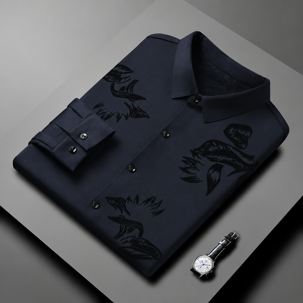VulcanTherm – Slim-Fit Fleece-Lined Shirt with Brushstroke Print - Souliia