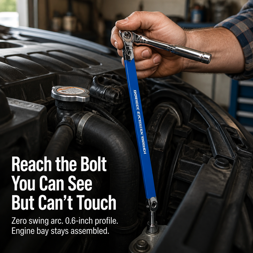 VersiGrip — Reach Buried Engine Bolts in Half-Inch Gaps With Zero Swing Arc - Souliia