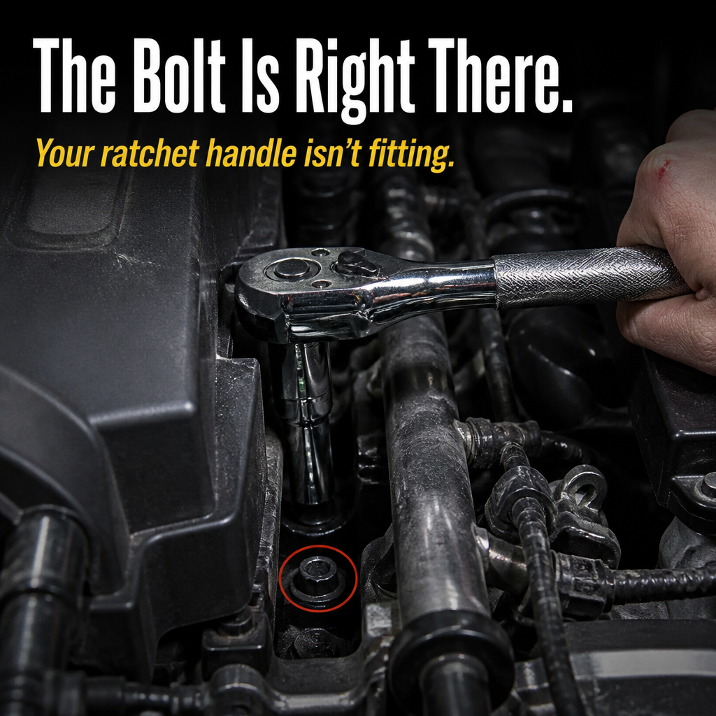 VersiGrip — Reach Buried Engine Bolts in Half-Inch Gaps With Zero Swing Arc - Souliia