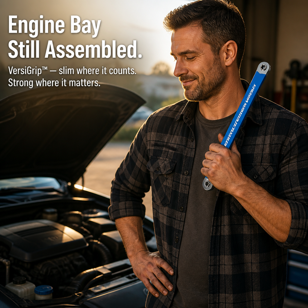 VersiGrip — Reach Buried Engine Bolts in Half-Inch Gaps With Zero Swing Arc - Souliia