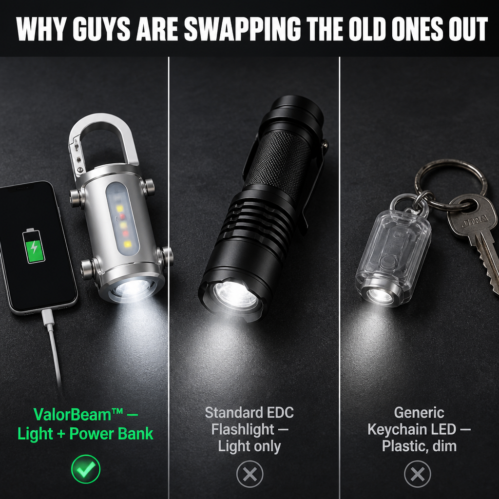 ValorBeam — Carry a 1200-Lumen Flashlight and Phone Charger on Your Keys - Souliia