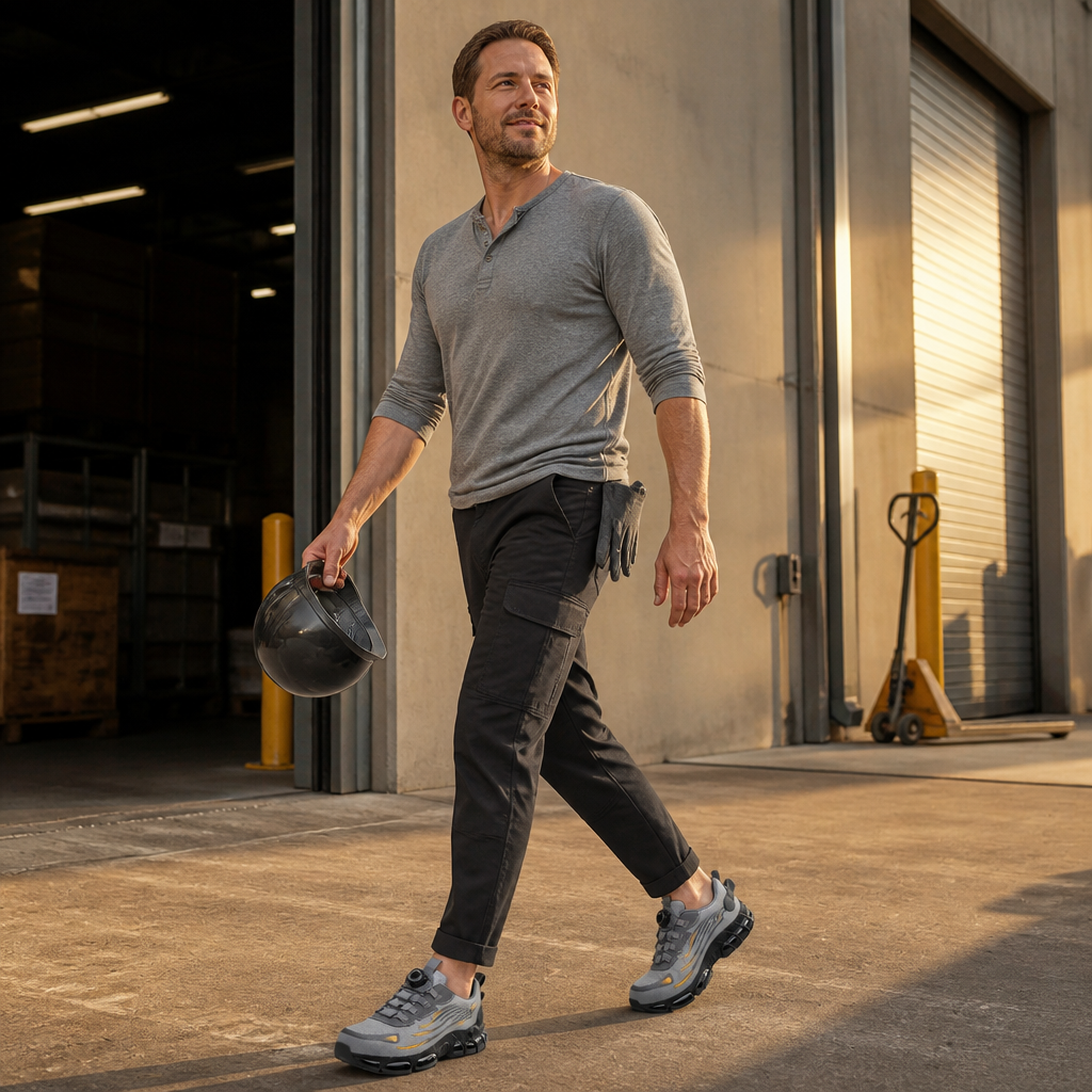 VivaStride – Steel-Toe Work Sneakers with Quick-Twist Lacing System - Souliia