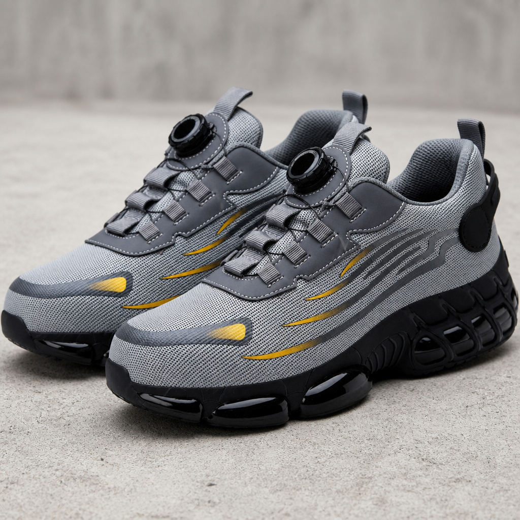 VivaStride – Steel-Toe Work Sneakers with Quick-Twist Lacing System - Souliia