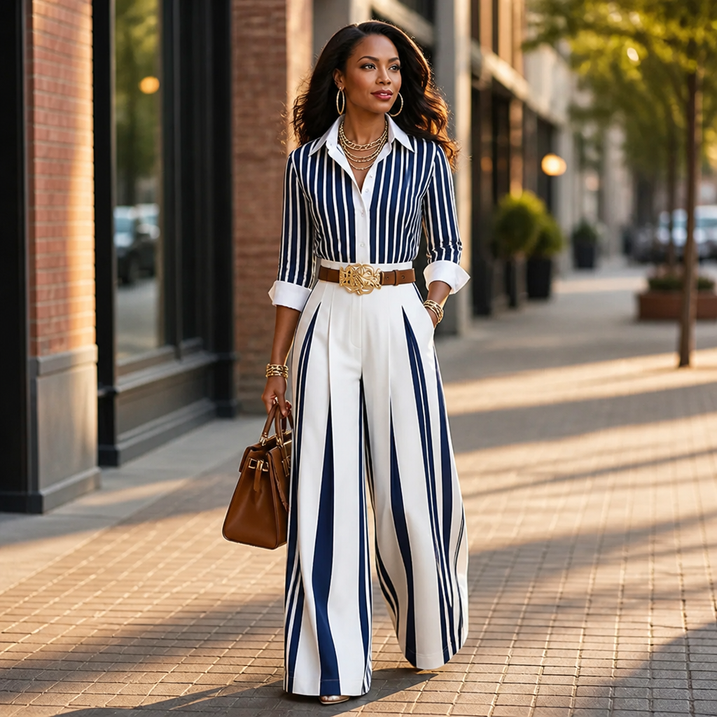 VeroLuxe — Pull On a Striped Set That Looks Like You Hired a Stylist | Belt Included - Souliia