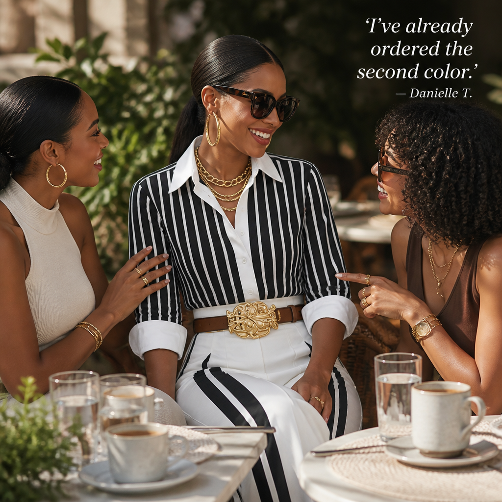 VeroLuxe — Pull On a Striped Set That Looks Like You Hired a Stylist | Belt Included - Souliia