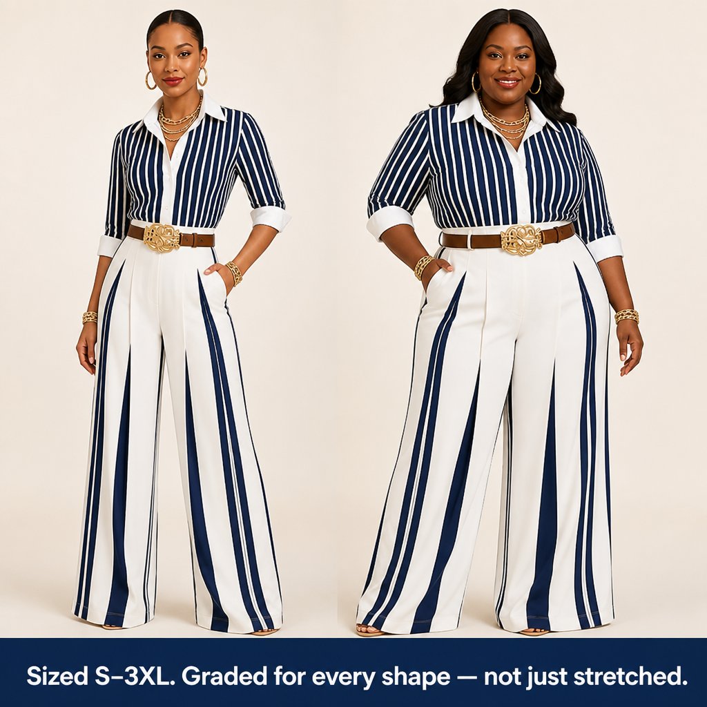 VeroLuxe — Pull On a Striped Set That Looks Like You Hired a Stylist | Belt Included - Souliia
