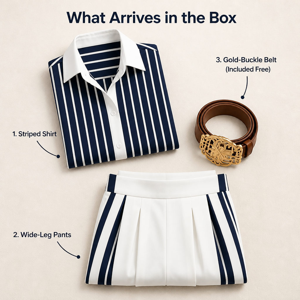 VeroLuxe — Pull On a Striped Set That Looks Like You Hired a Stylist | Belt Included - Souliia