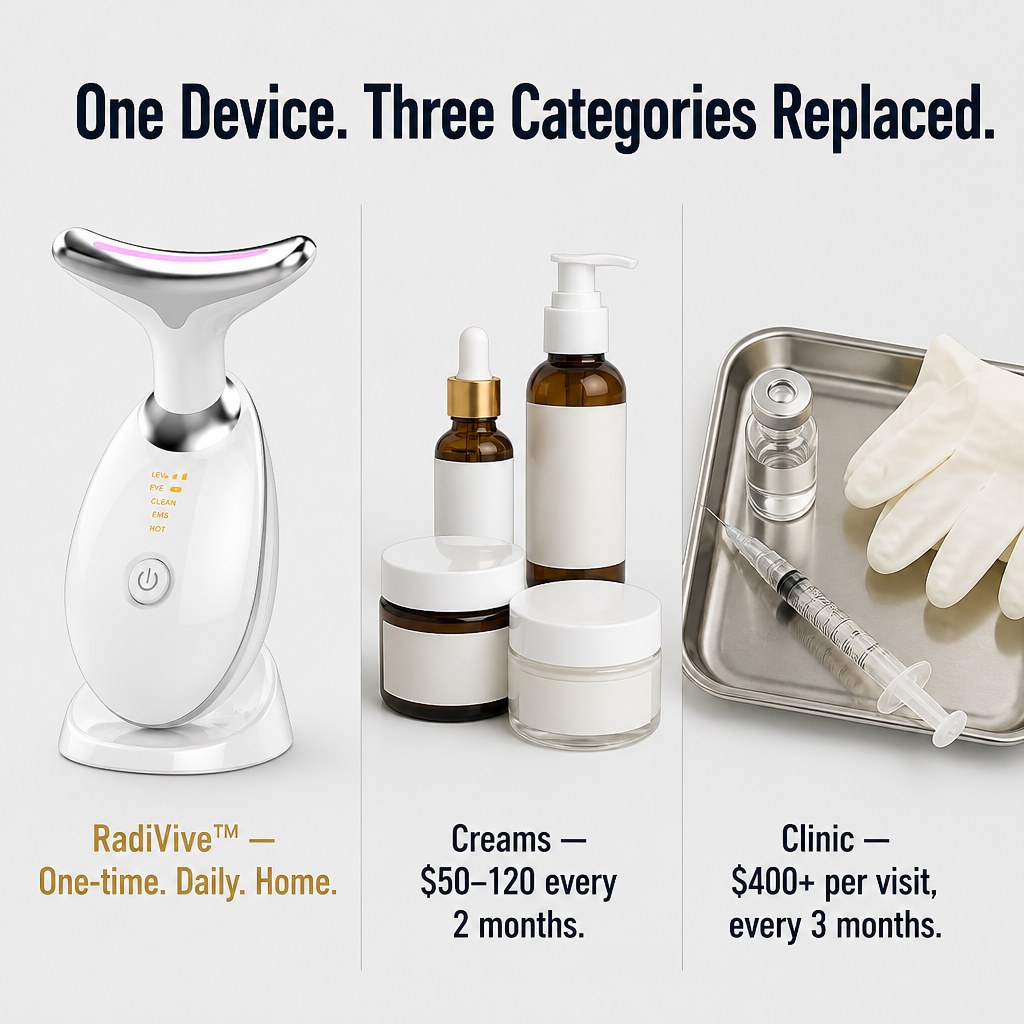 RadiVive — Zbavte se vrásek na krku z používání technologií a povislé linie čelisti za 10 minut denně - Souliia