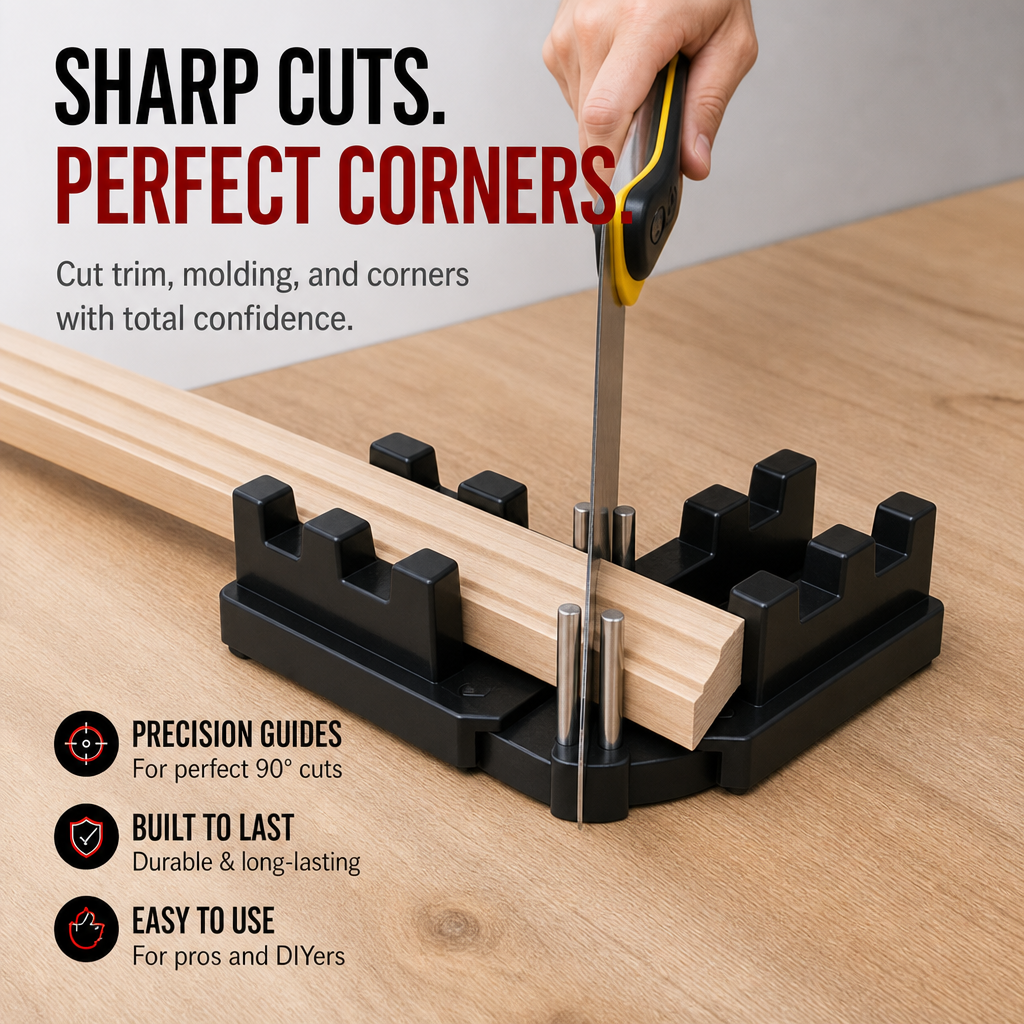 SharpEdgePro — Clamp, Guide & Cut Flawless Trim Corners Without a Power Saw - Souliia