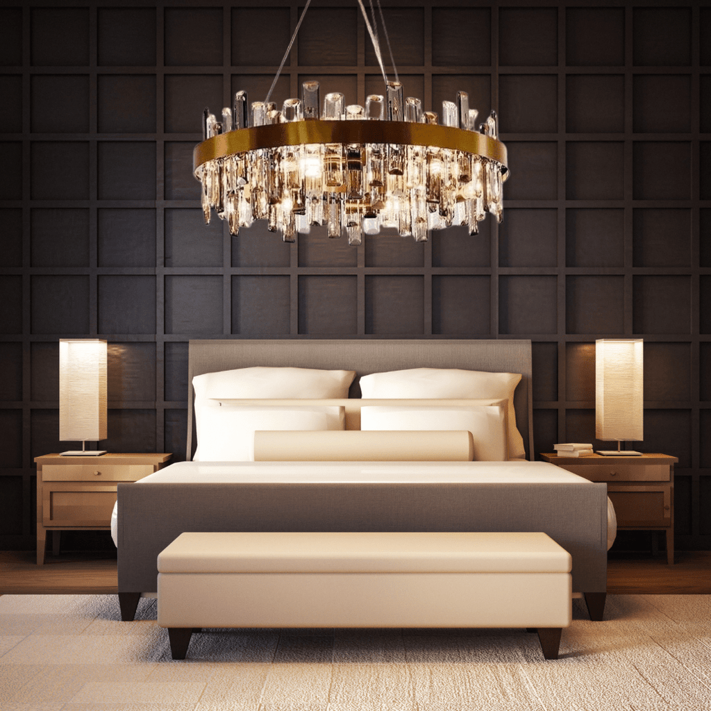Liora Gold Plated Stainless Steel Crystal Pendant Chandelier