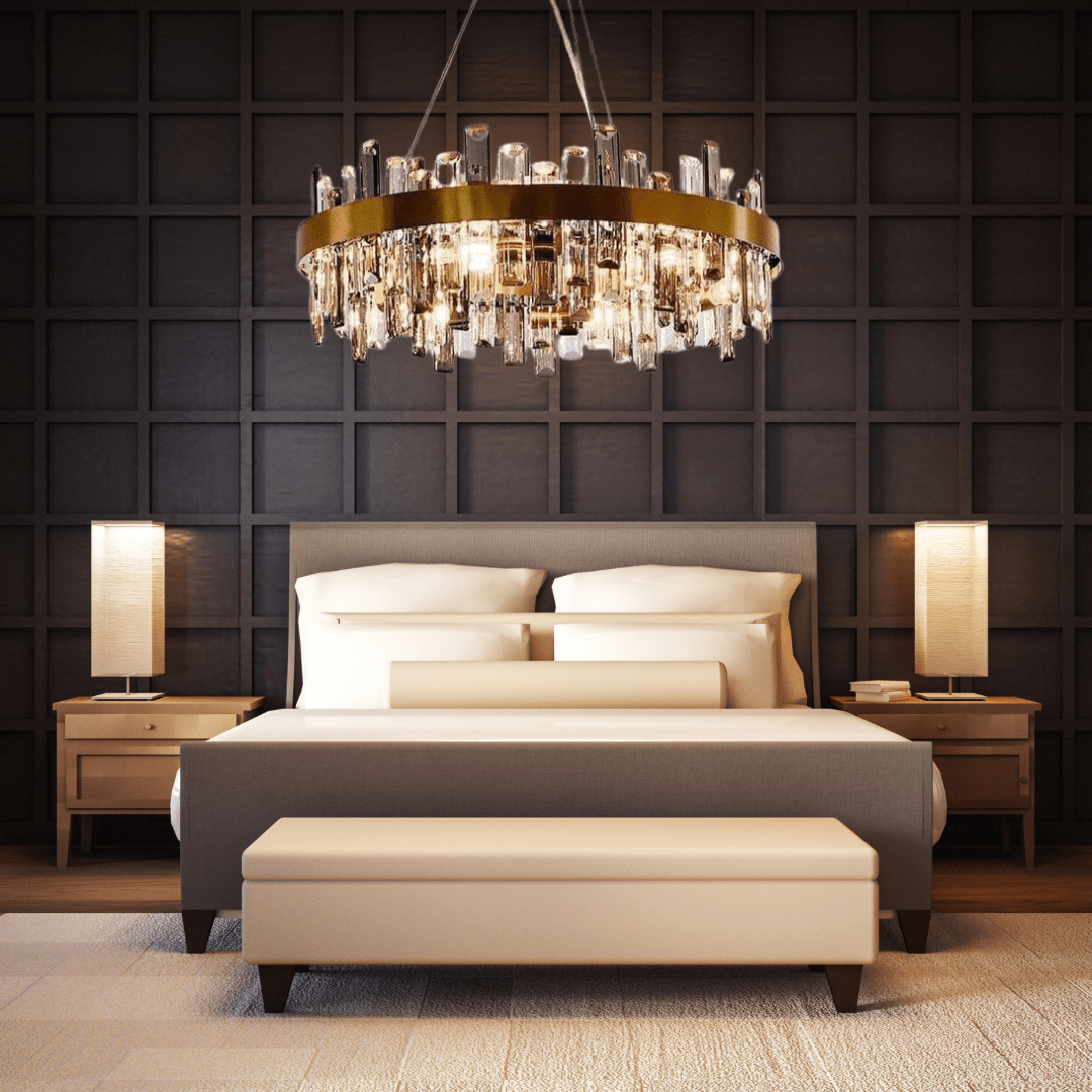 Liora Gold Plated Stainless Steel Crystal Pendant Chandelier