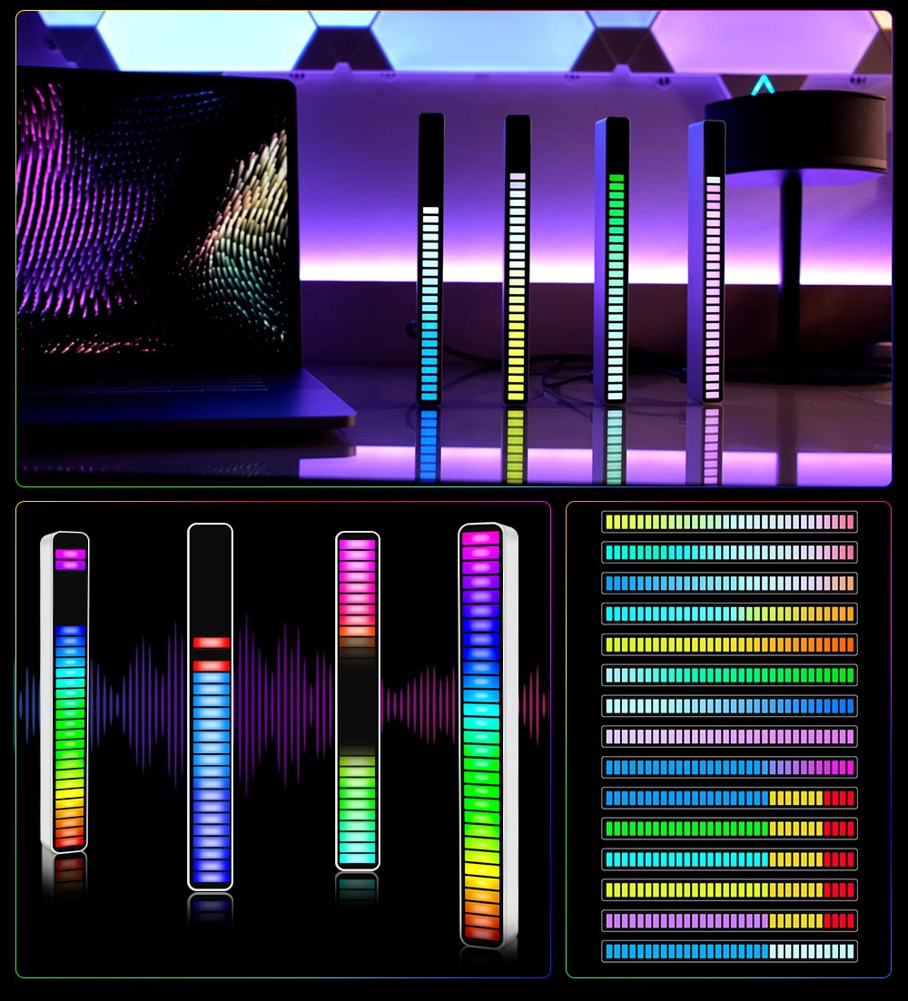 リズムLEDライトバー - 音楽連動RGB照明、Bluetooth