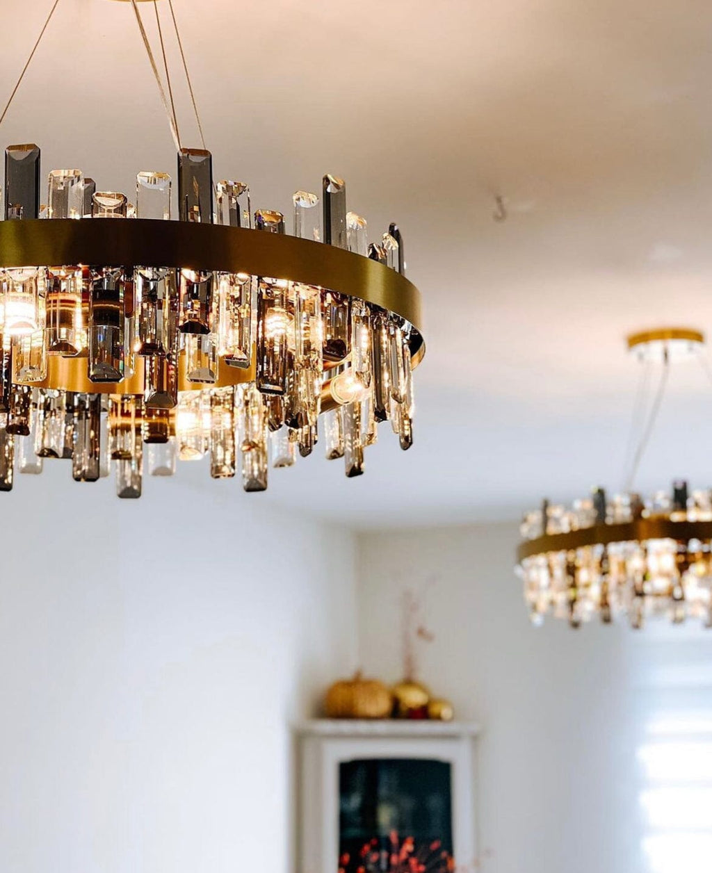Liora Gold Plated Stainless Steel Crystal Pendant Chandelier