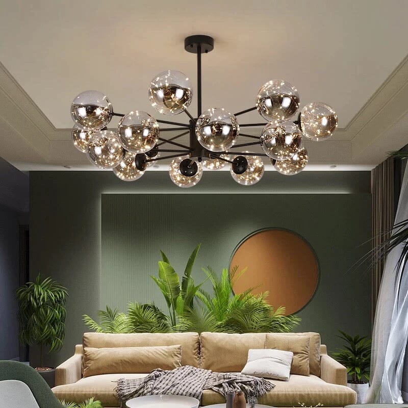 Luminex Glass Chandelier — Iron Frame, 12 or 16 Heads, LED Glow