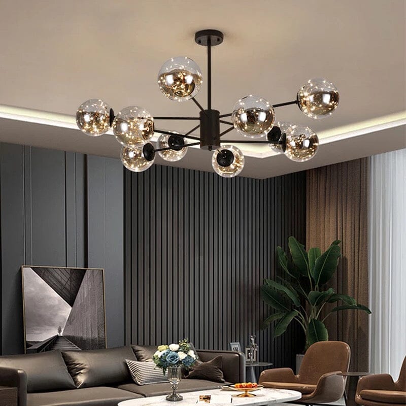 Luminex Glass Chandelier — Iron Frame, 12 or 16 Heads, LED Glow