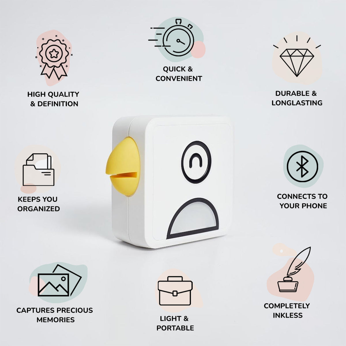 Mini-imprimante de poche sans encre - imprimante photo Bluetooth, longue autonomie