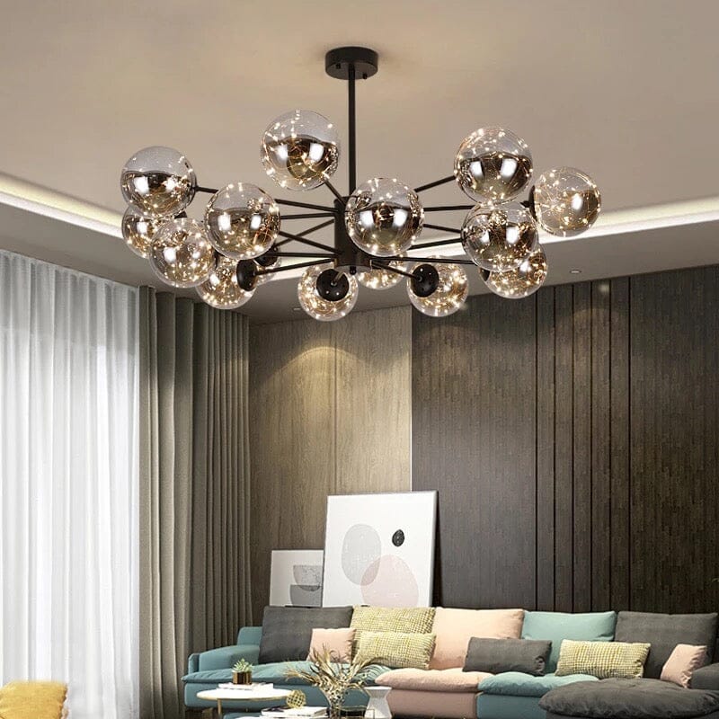 Luminex Glass Chandelier — Iron Frame, 12 or 16 Heads, LED Glow