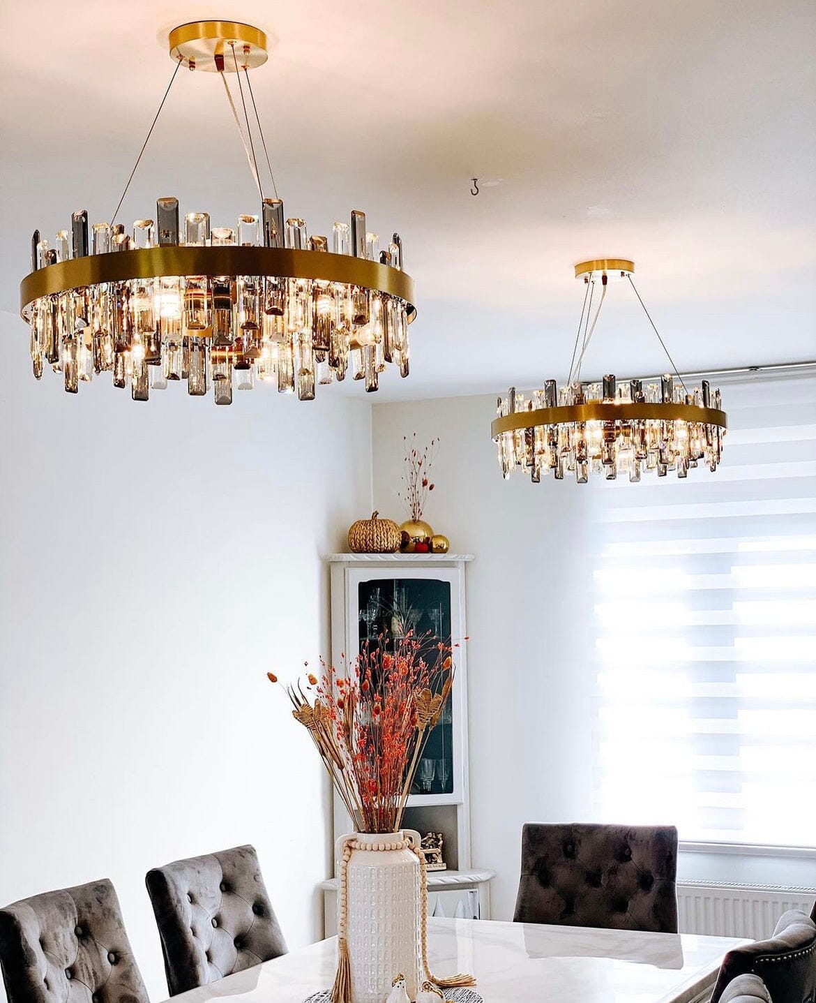 Liora Gold Plated Stainless Steel Crystal Pendant Chandelier