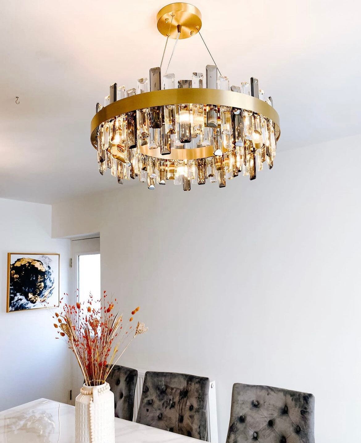 Liora Gold Plated Stainless Steel Crystal Pendant Chandelier