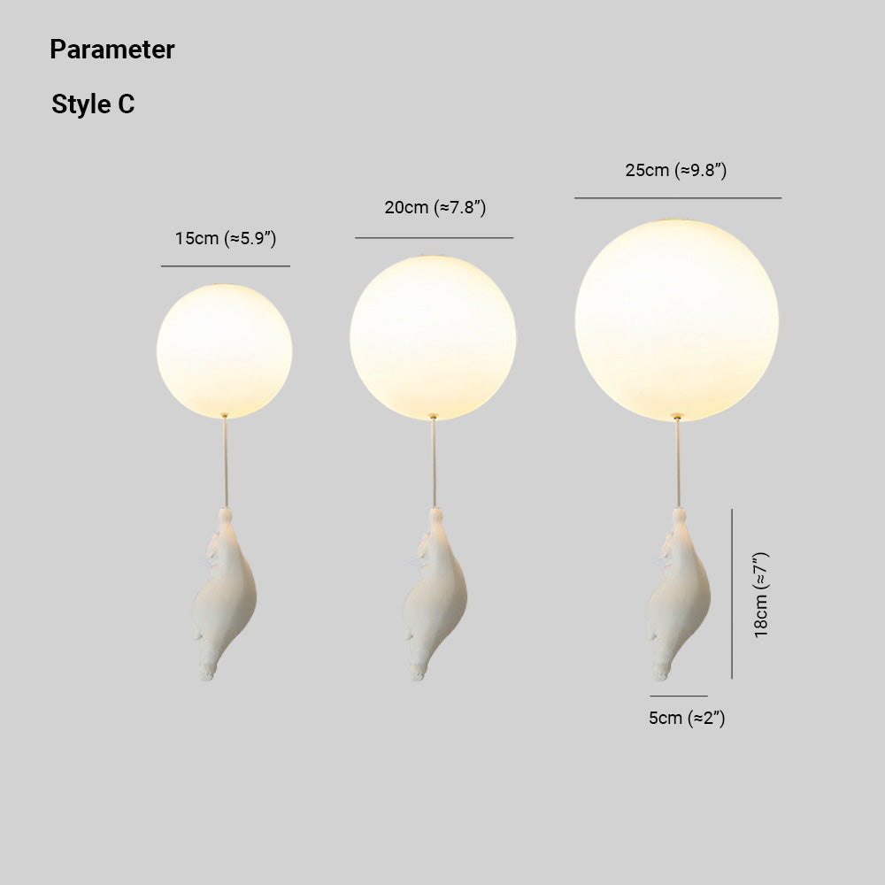 CosmoNest Balloon LED Ceiling Lamp — Suspended Bear Motif, Vibrant Balloon Accents