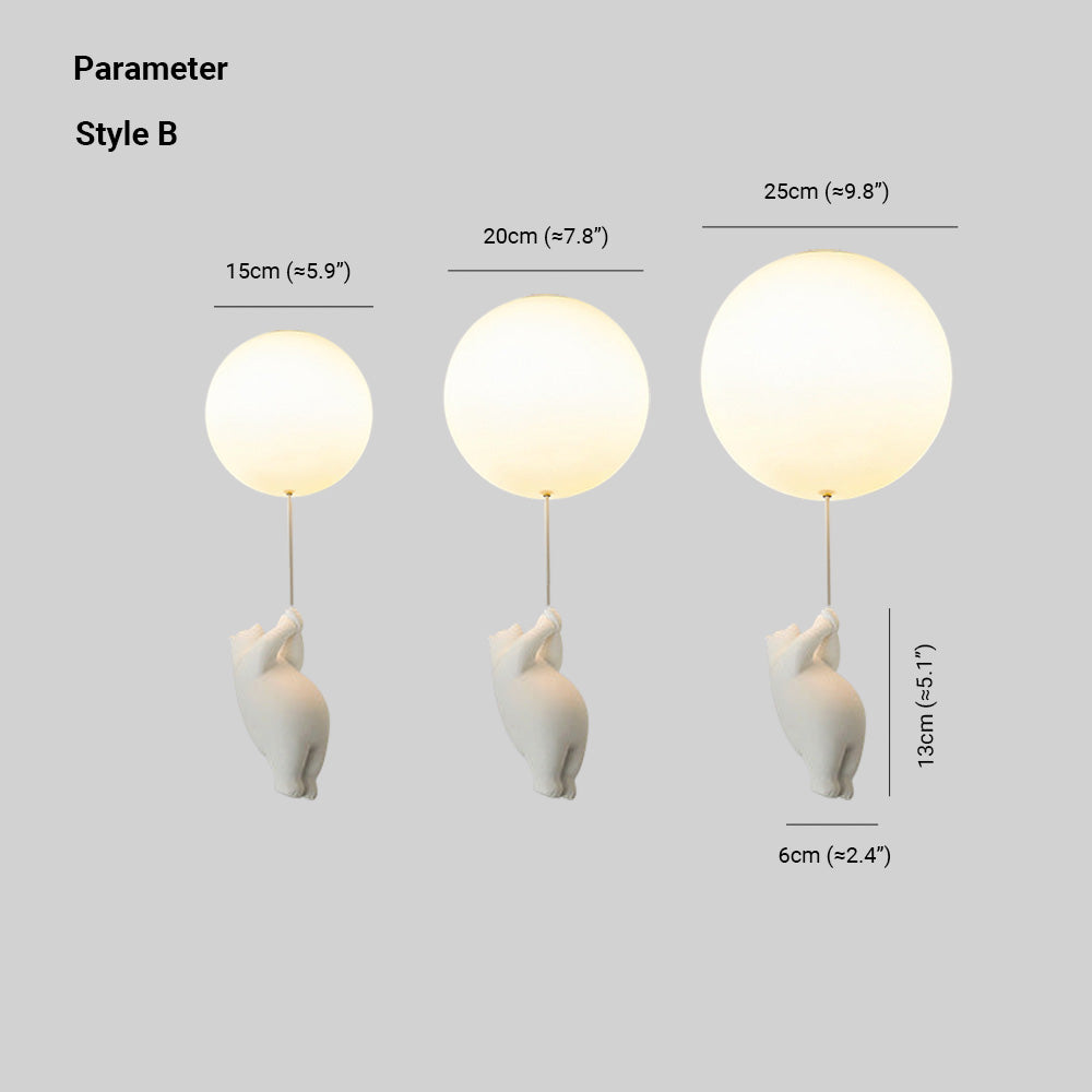 CosmoNest Balloon LED Ceiling Lamp — Suspended Bear Motif, Vibrant Balloon Accents