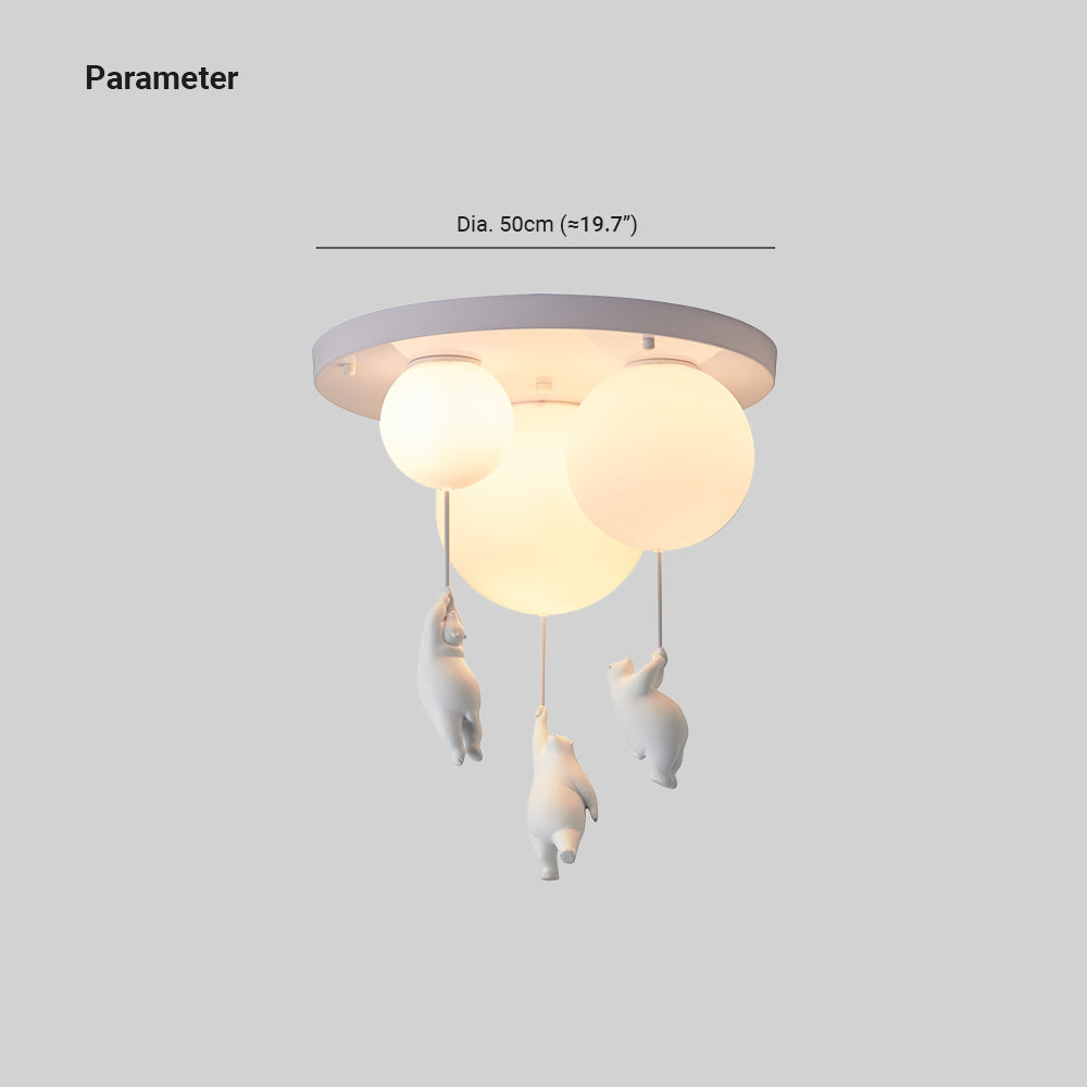 CosmoNest Balloon LED Ceiling Lamp — Suspended Bear Motif, Vibrant Balloon Accents